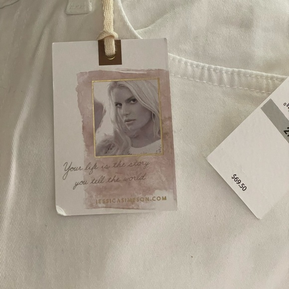 Jessica Simpson Adored High Rise Ankle White Jean Size‎ 4 raw frayed hems cotton - Picture 14 of 16
